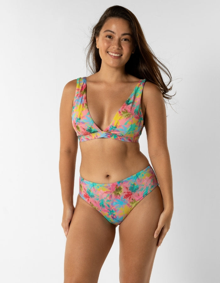 Sandbar_swimwear_Womens_plunge_bikini top_pink_palm