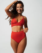 Sandbar_swimwear_family_matching_ribbed_bikini_high_waist_swimsuit_eco_recycled_lipstick_red