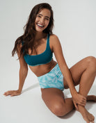 Sandbar_swimwear_family_matching_high_waist_bikini_eco_recycled_tank_top_bikini_reversible_Green_fern_teal