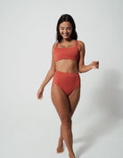 Sandbar_swimwear_family_matching_ribbed_tank_top_bikini_high_waist_swimsuit_eco_recycled_rust_coral