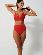 Sandbar_swimwear_family_matching_ribbed_bikini_high_waist_swimsuit_eco_recycled_lipstick_red