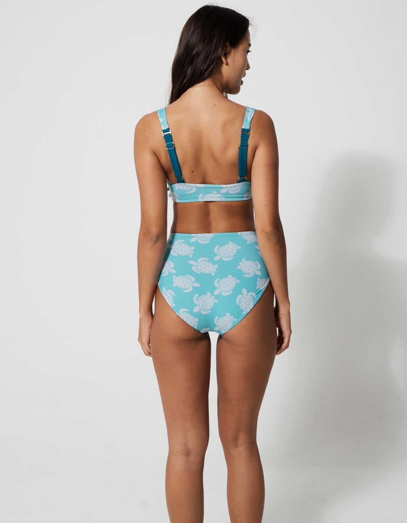 Sandbar_swimwear_mother_son_high_waist_bikini_eco_recycled_tank_top_bikini_reversible_turtle_teal