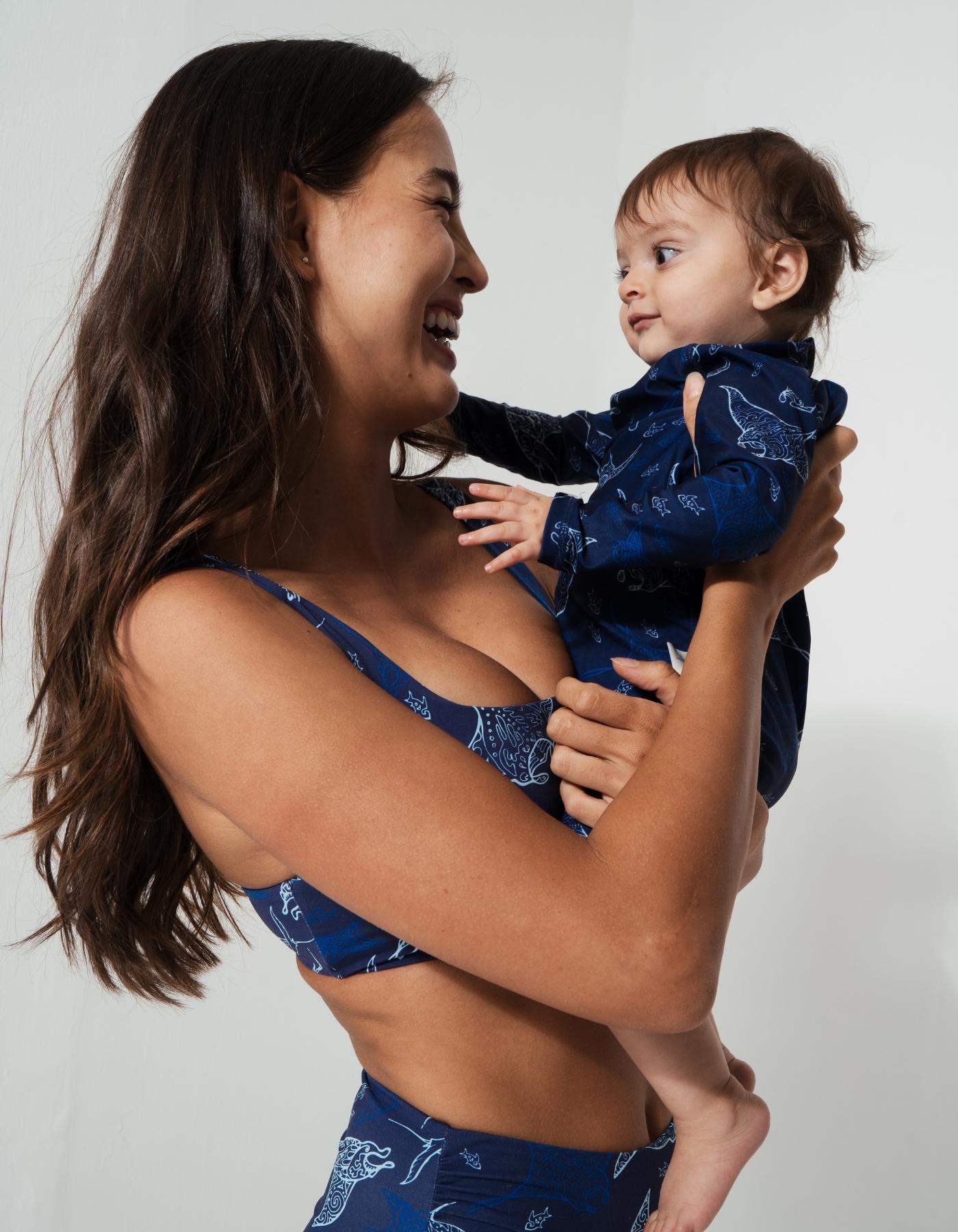 Sandbar_swimwear_family_matching_low_waist_bikini_eco_recycled_tank_top_bikini_reversible_ocean_manta_navy_blue