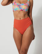 Sandbar_swimwear_family_matching_high_waist_bikini_eco_recycled_tank_top_bikini_reversible_Pink_palm_coral_rust