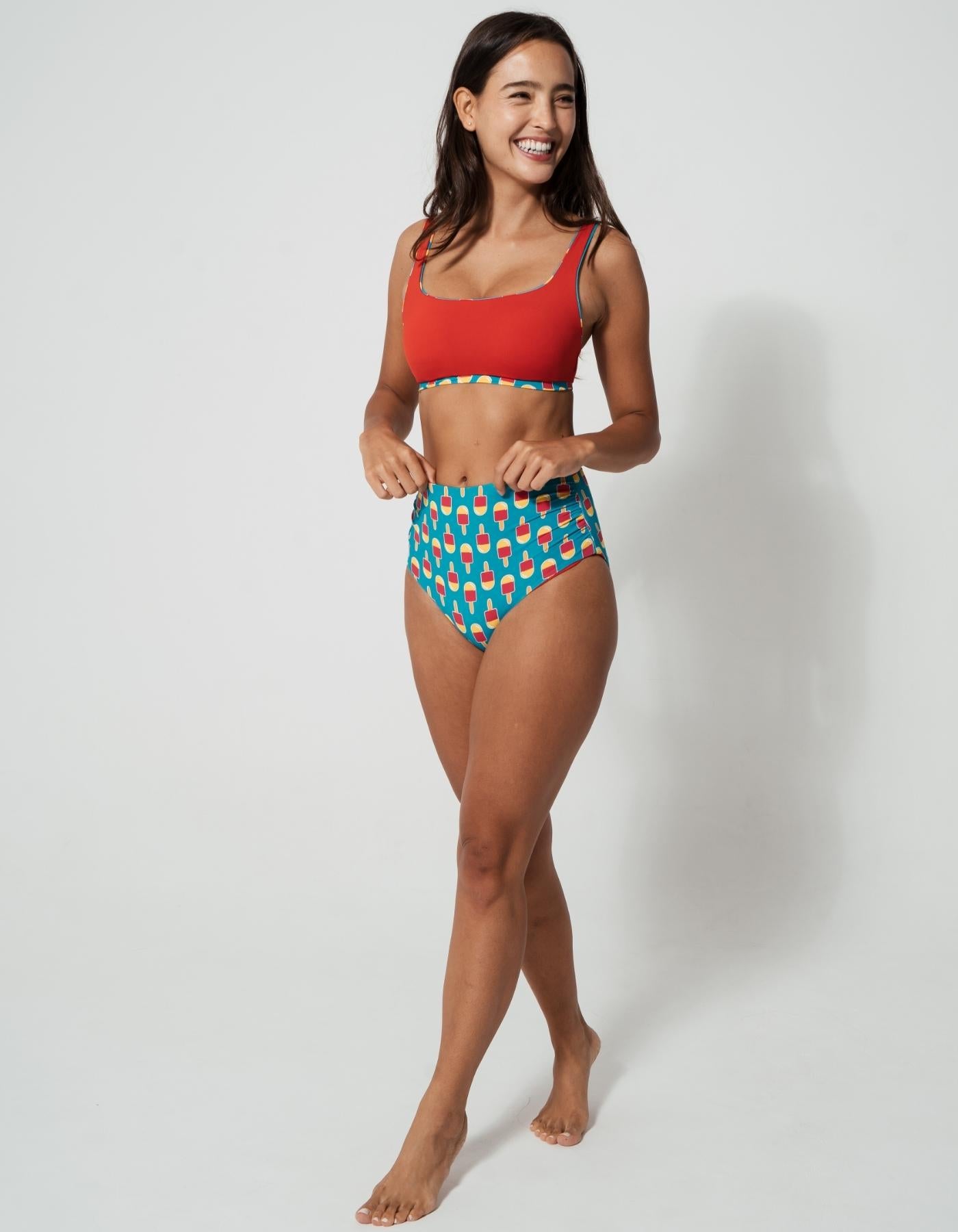 Sandbar_swimwear_mother_son_high_waist_bikini_eco_recycled_tank_top_bikini_reversible_Ice_lolly