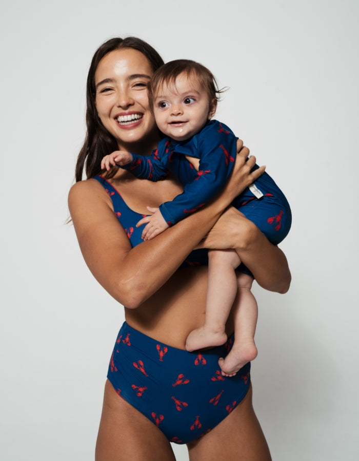 Sandbar_swimwear_mother_baby_high_waist_bikini_eco_recycled_tank_top_bikini_reversible_red lobster