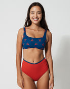 Sandbar_swimwear_high_waist_bikini_eco_recycled_tank_top_bikini_reversible_red lobster