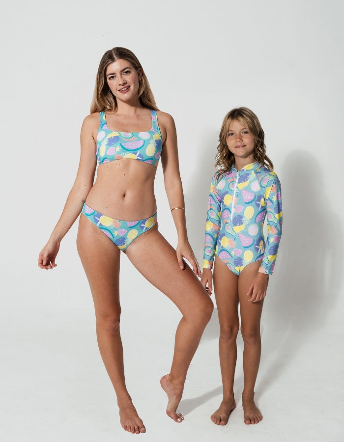Sandbar_Mother_daughter_swimwear_low_waist_bikini_eco_recycled_tank_top_bikini_reversible_luminous_fruit