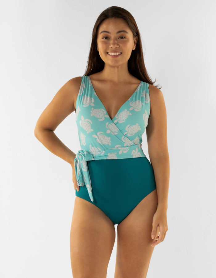 Sandbar_swimwear_Womens_wrap_one_piece_swim_suit_maldives_turtle