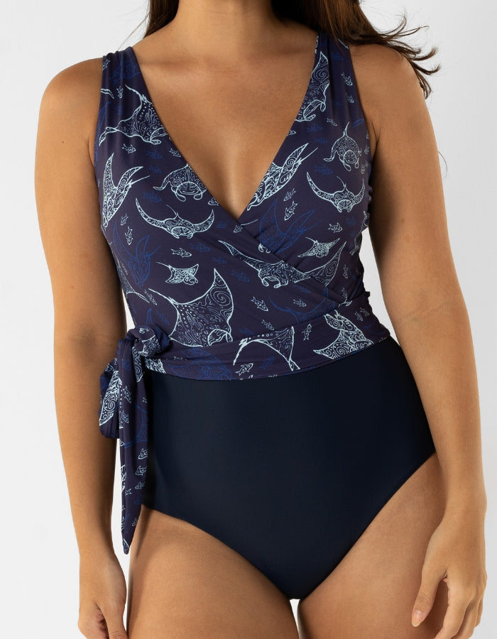 Womens_wrap_one_piece_swim_suit_ocean_manta