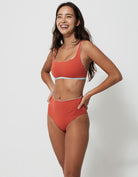 Sandbar_swimwear_high_waist_bikini_eco_recycled_tank_top_bikini_reversible_pink_flamingo_coral