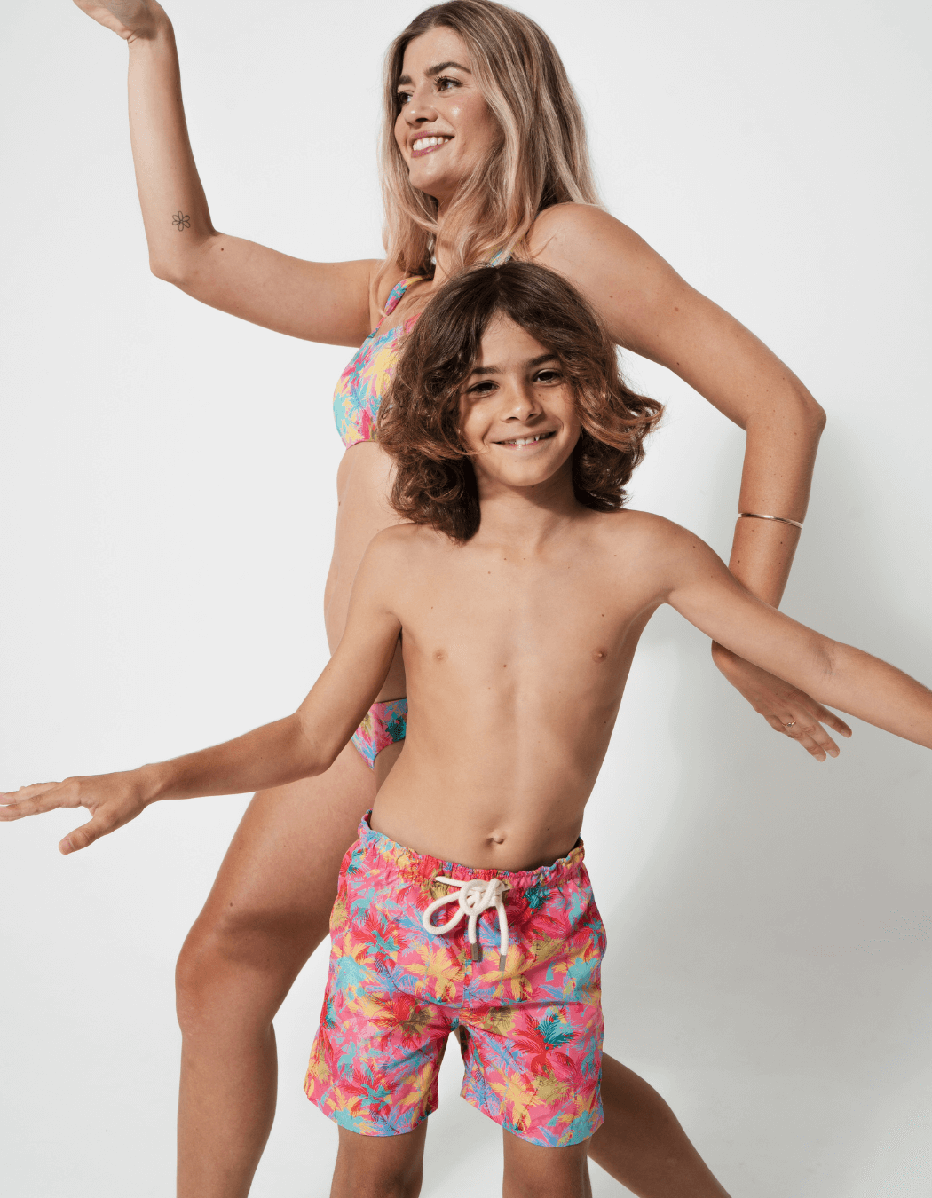 Sandbar_mother_and_son_swim_shorts_pink_palm