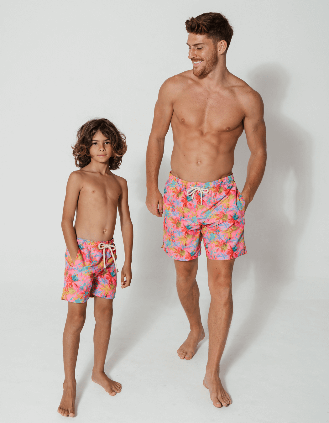 Sandbar_father_and_son_swim_shorts_pink_palm