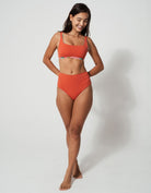 Sandbar_swimwear_family_matching_high_waist_bikini_eco_recycled_tank_top_bikini_reversible_Pink_palm_coral_rust