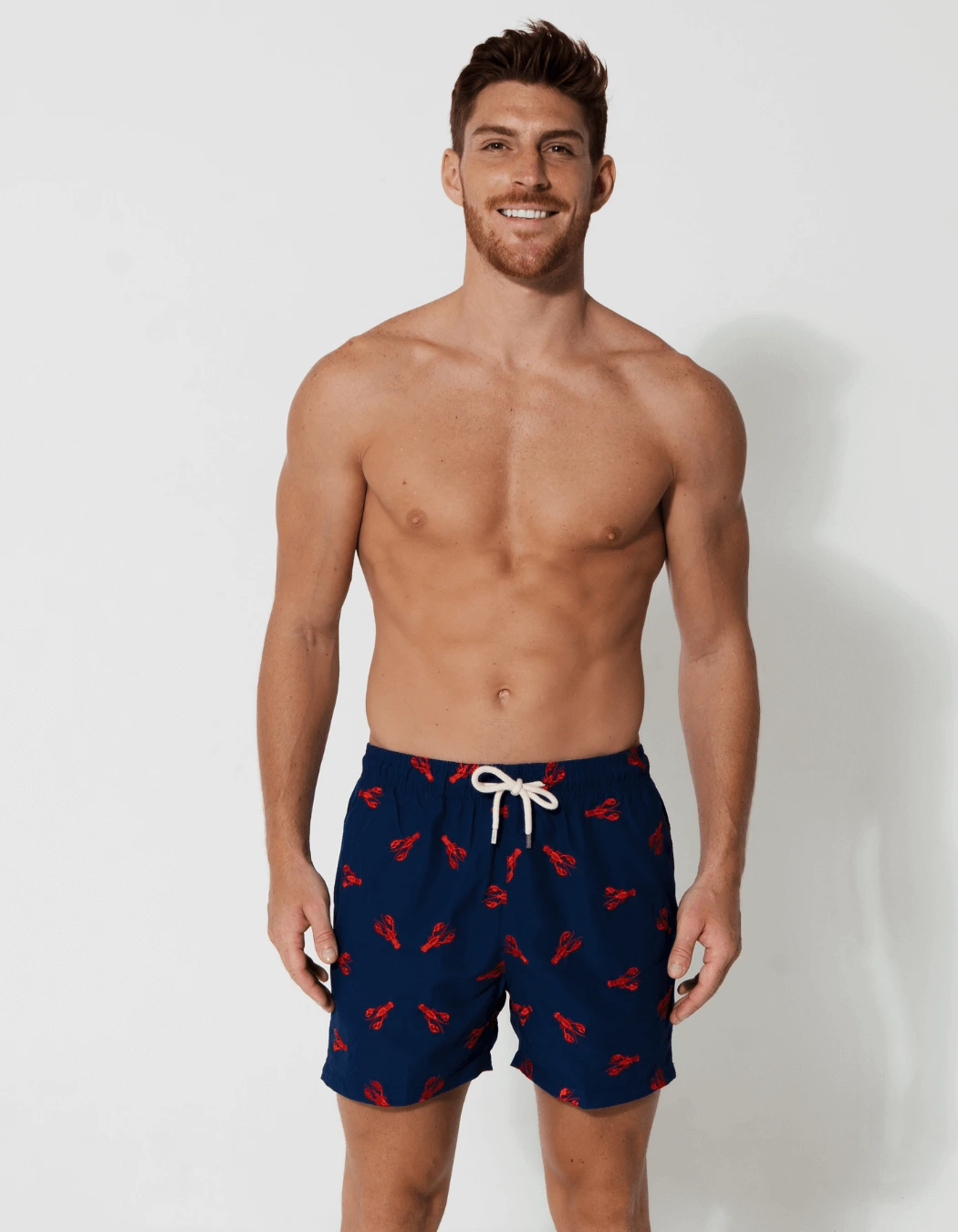 Men's Swimwear | Embroidered Red Lobster Swim Shorts