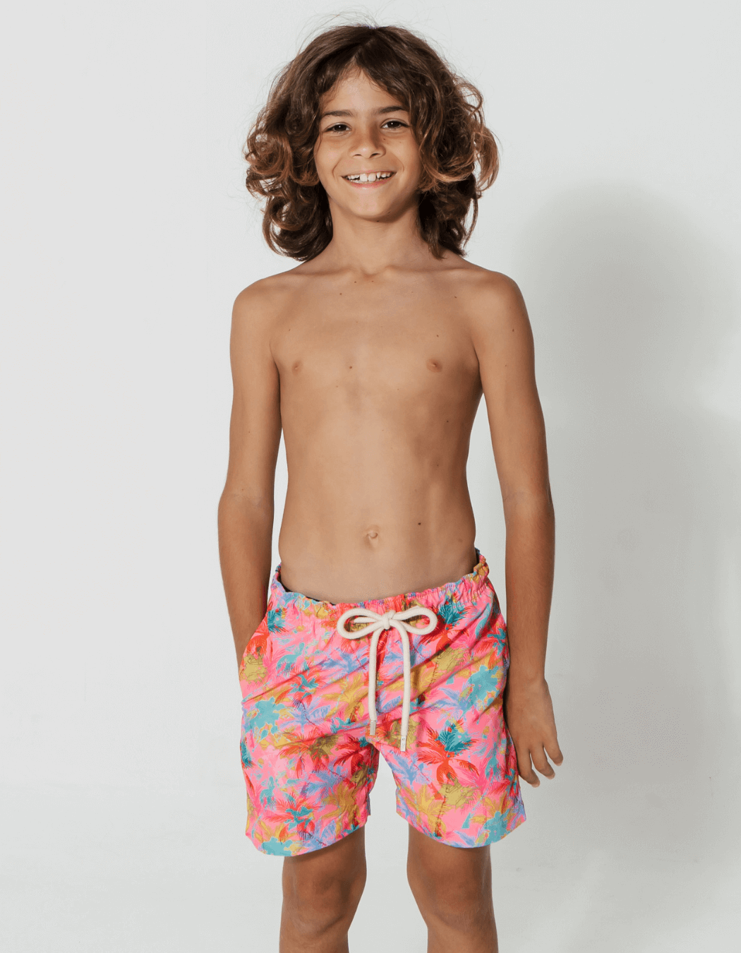 Sandbar_mother_and_son_swim_shorts_pink_palm