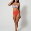 Sandbar_swimwear_family_matching_high_waist_bikini_eco_recycled_tank_top_bikini_reversible_Pink_palm_coral_rust