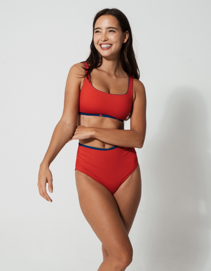 Sandbar_swimwear_high_waist_bikini_eco_recycled_tank_top_bikini_reversible_red lobster